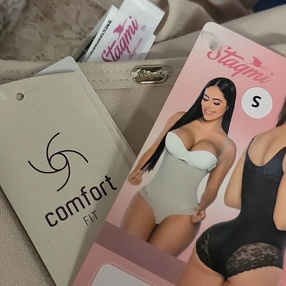 Stagmi SMI7092 100% Colombian-Made Faja Shapewear One Piece Bodysuit Lace Detail Waist Butt Shaper